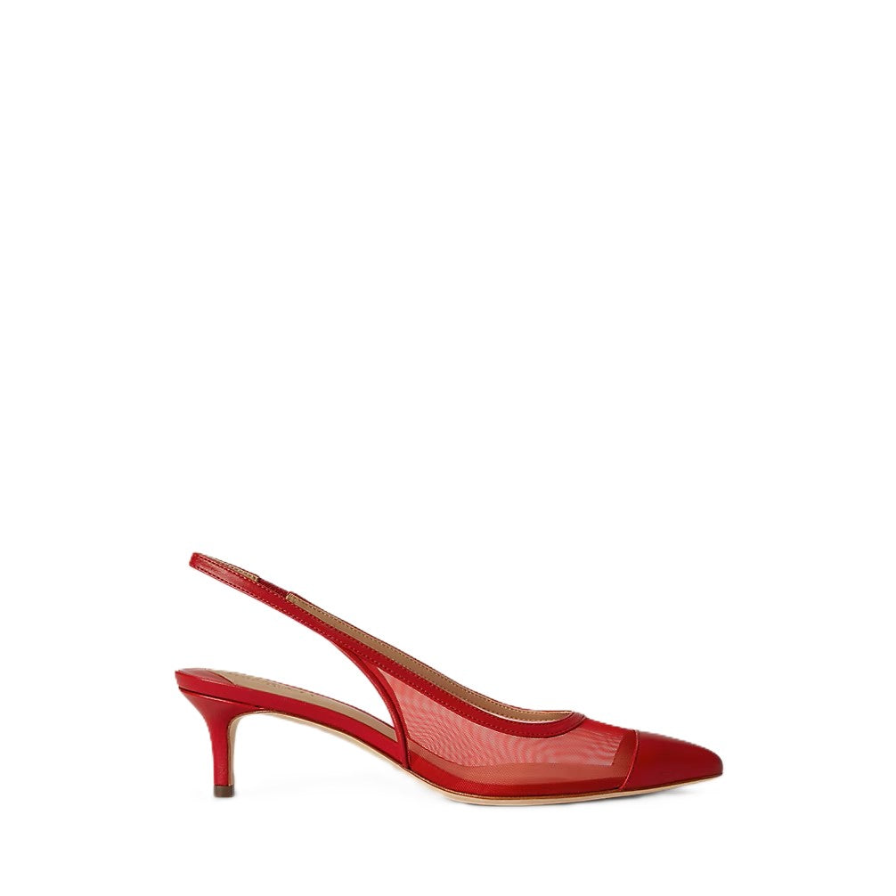 Translucent Mesh Slingback Heels with Pointed Toe