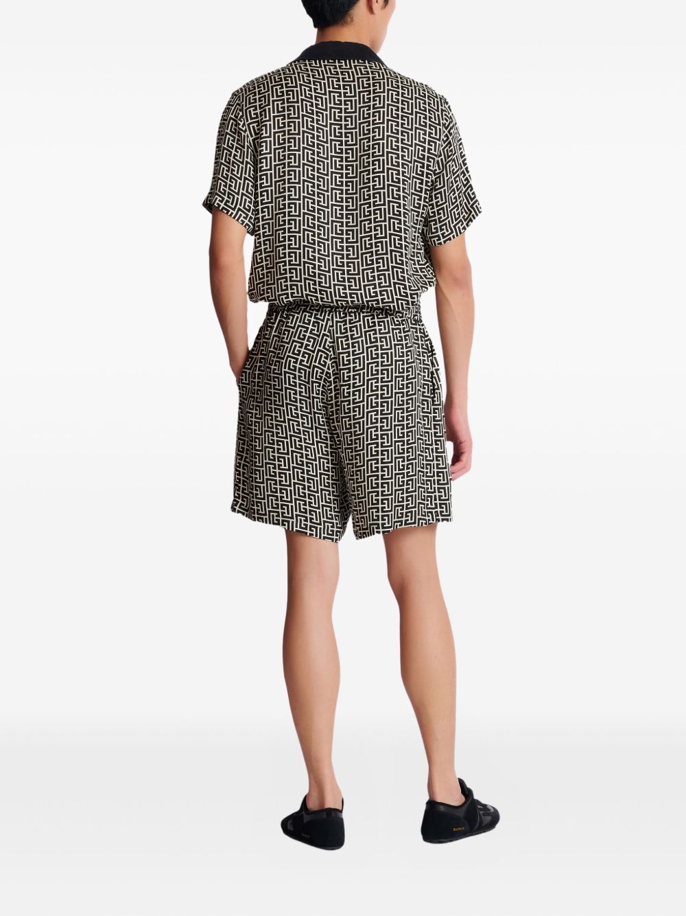 Geometric Pattern Silk and Nylon Blend Shorts