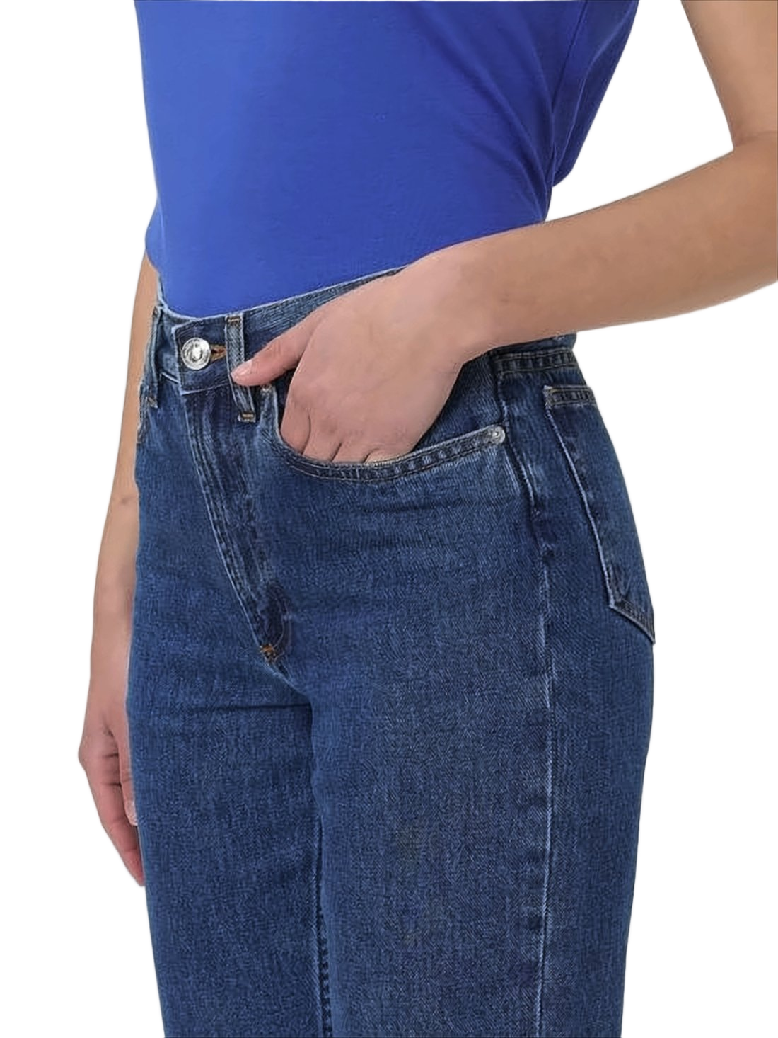 Straight-Leg Denim Pants with Five-Pocket Design
