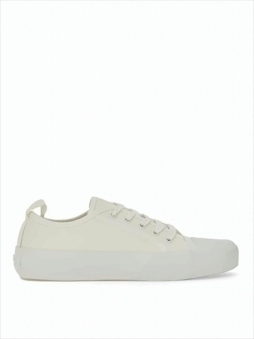 White Cotton Low-Top Sneakers