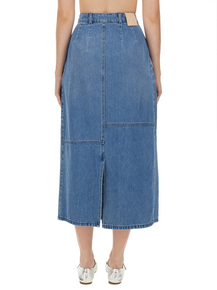 High-Waisted Midi Skirt With Front Slit