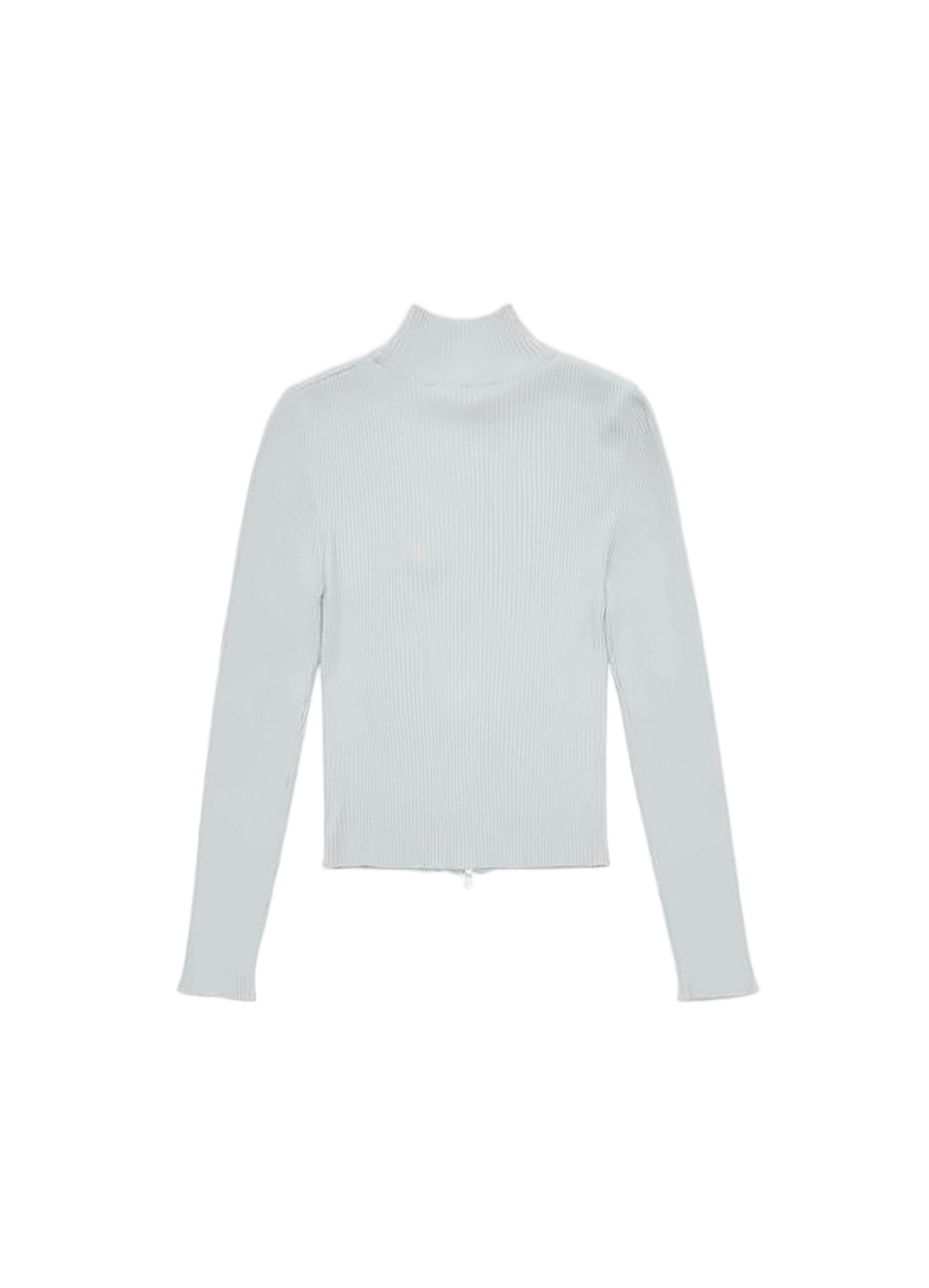 Ribbed Knit Cardigan with High Neckline