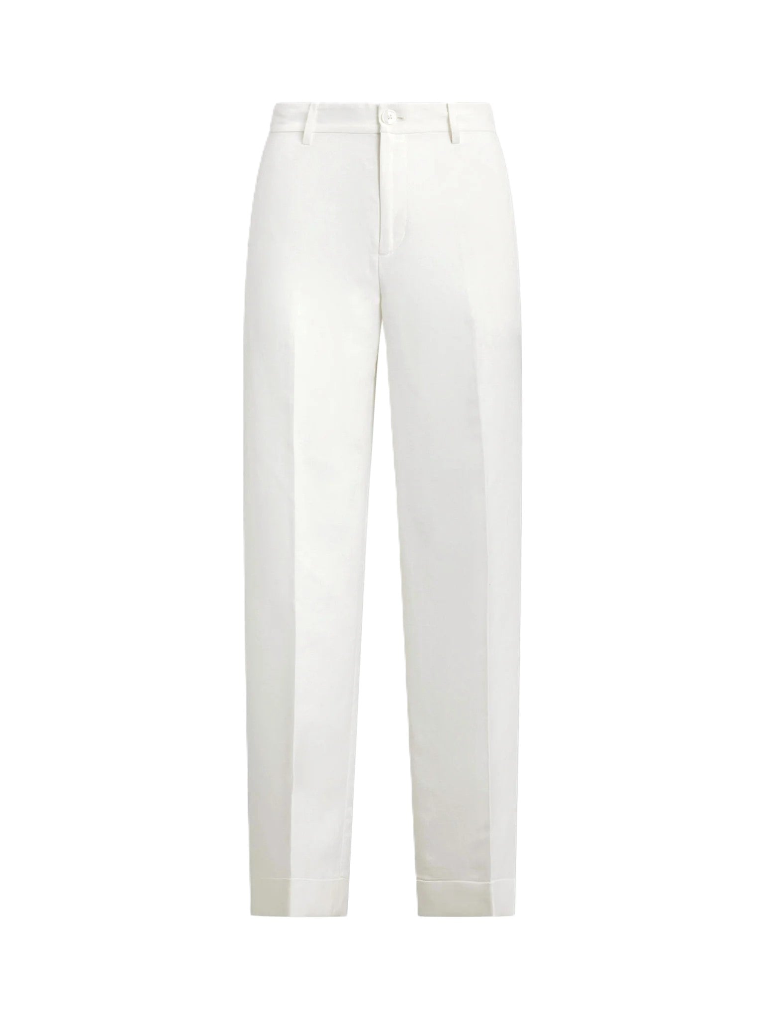 White Sendon Cropped Pleated Linen Trousers