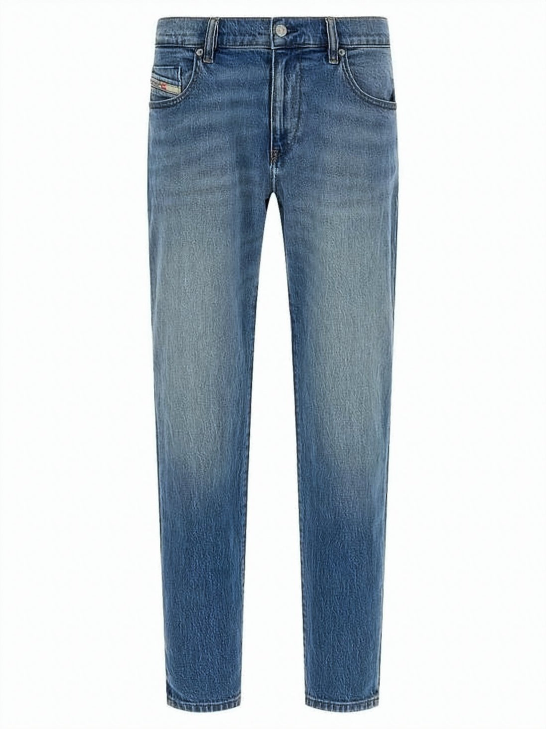 Medium Blue Slim-Fit Denim Jeans with Classic Five-Pocket Design