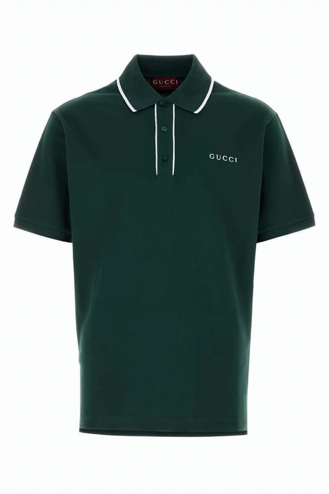 Cropped Green Cotton Pique Polo Shirt