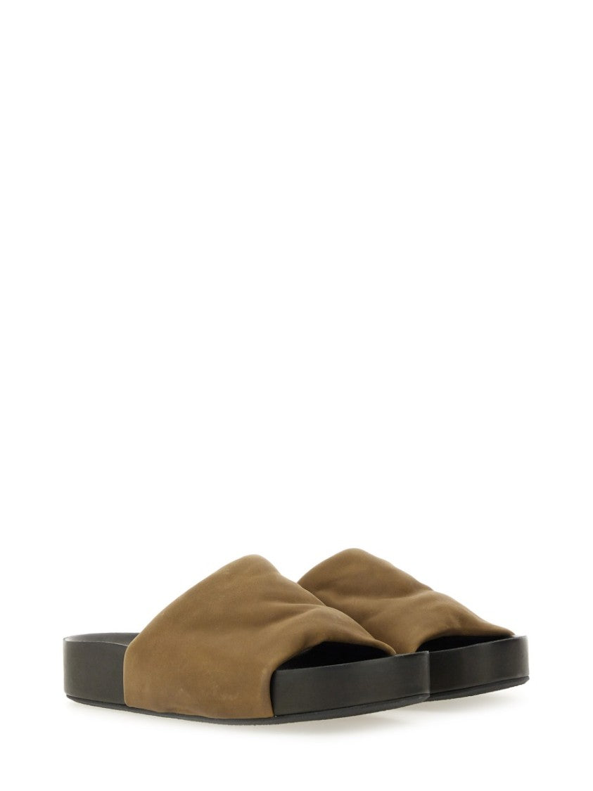 Brown Leather Sandals With Padded Strap