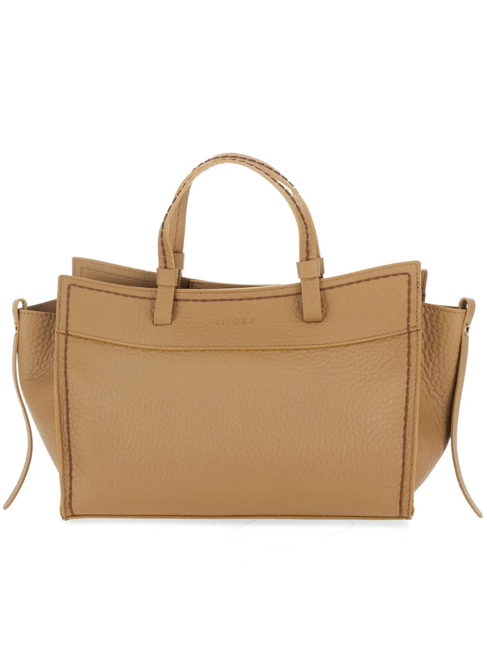 Brown Queen Rectangular Pebbled Leather Handbag
