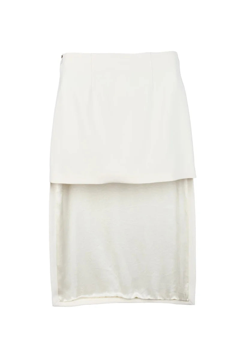 Asymmetrical White Midi Skirt