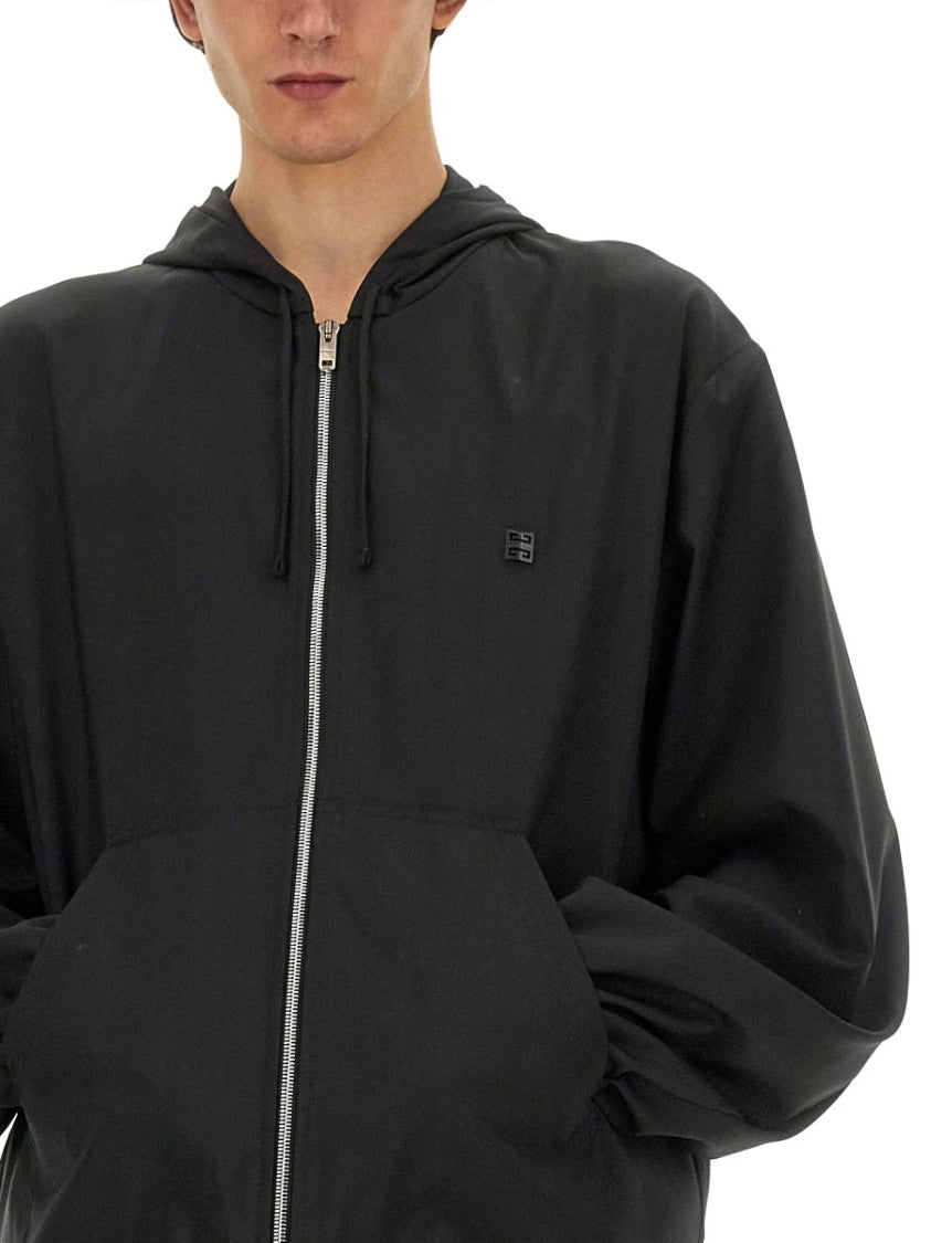 Relaxed-Fit Black Zip Sweatshirt With Hood