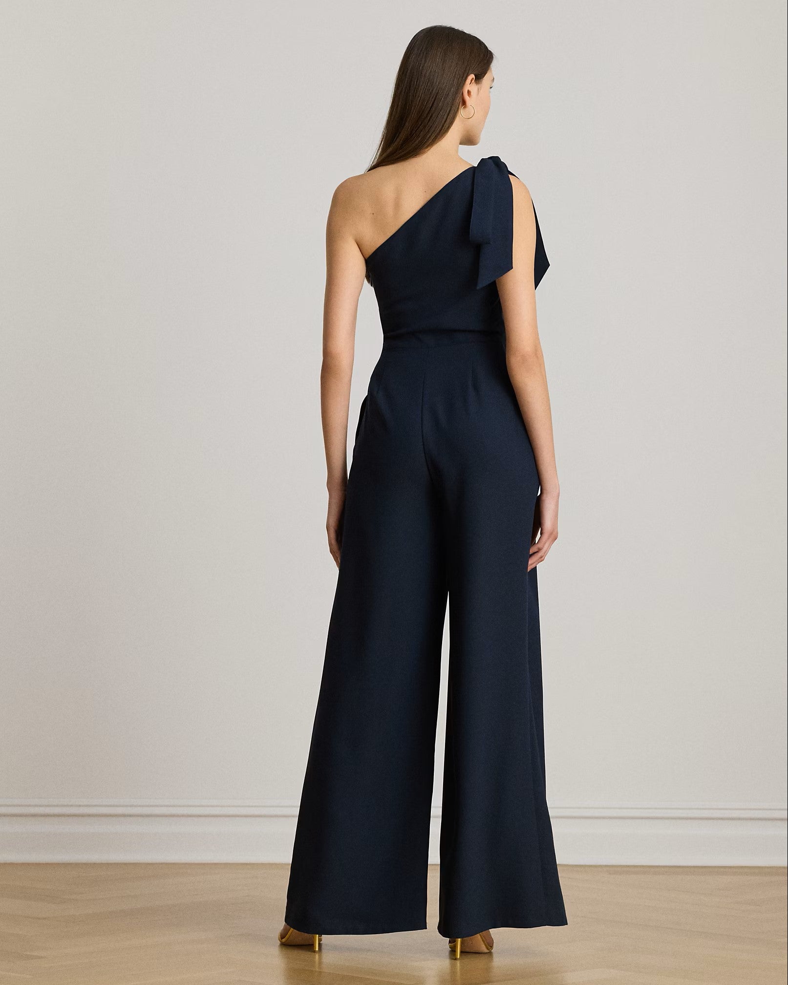 Navy Blue Satin Crepe Jumpsuit