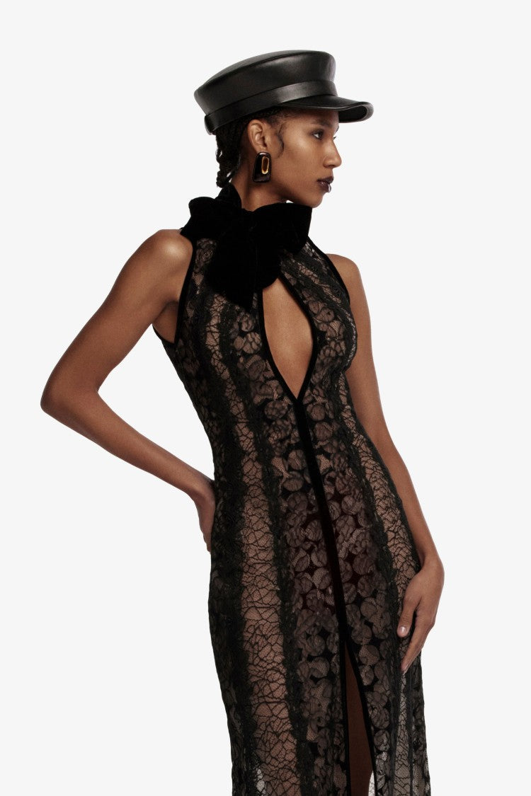 Jet Black Crepe Short Dress