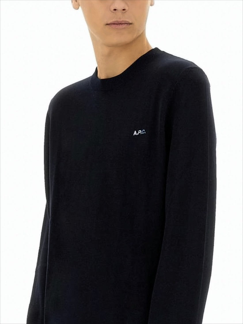 Black Wool Sweater with Crew Neckline