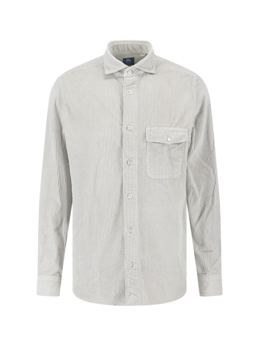 Minimalist Grey Shirt With Button-Down Front And Long Sleeves