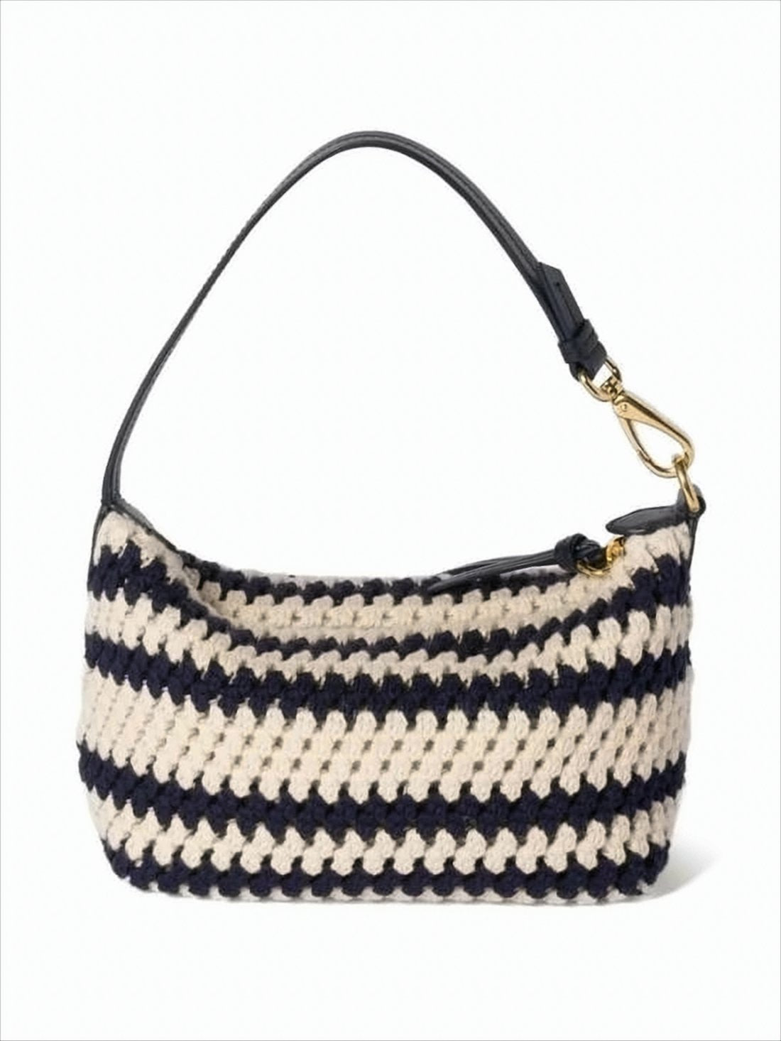 Crochet Design Tote Bag with Leather Handle