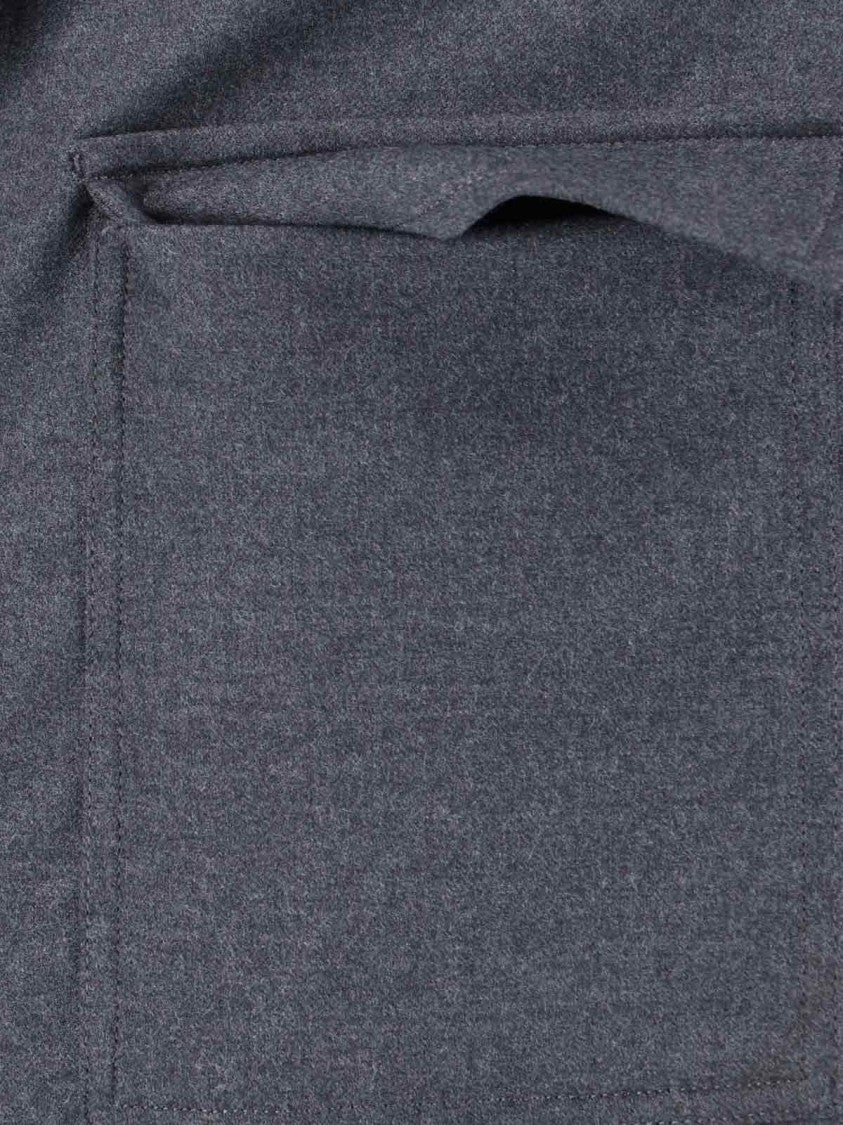 Structured Grey Virgin Wool Shirt Jacket