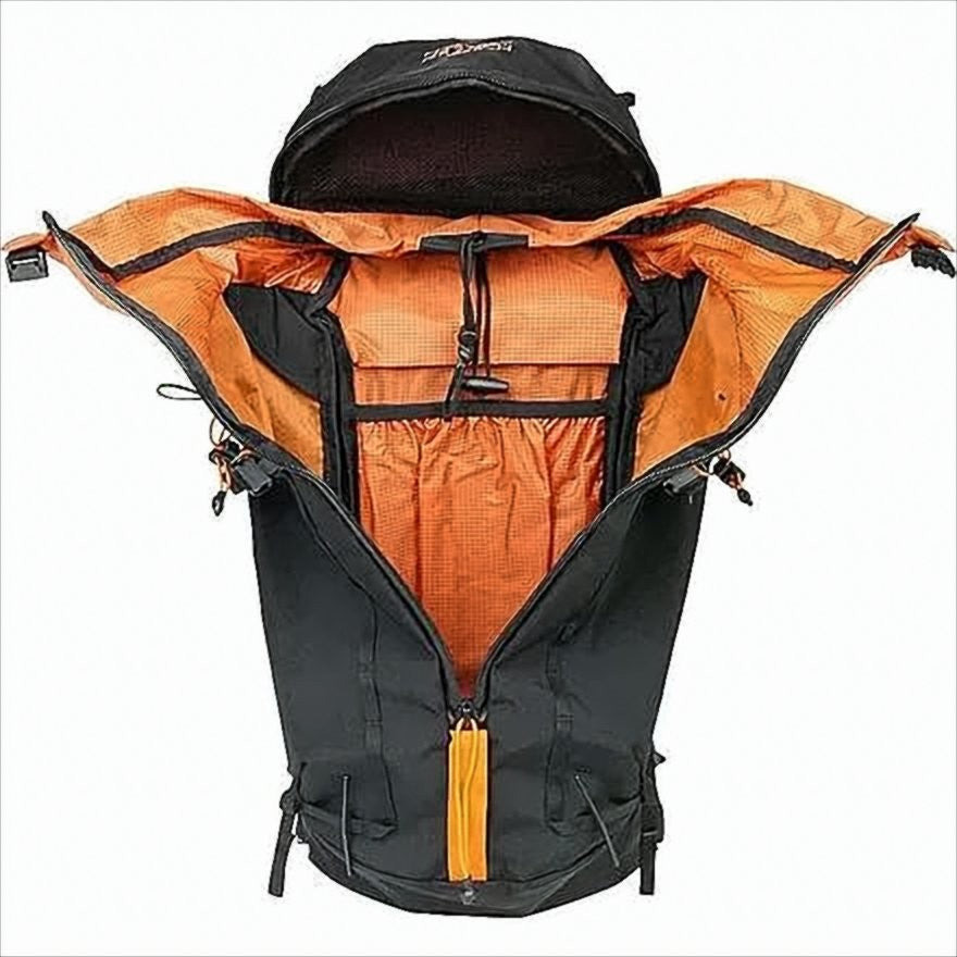 Streamlined Nylon Backpack with Orange Accents