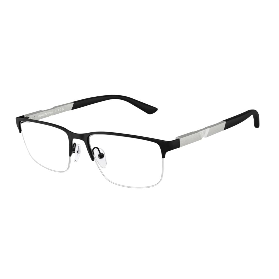 0ea1164 Semi-Rimless Black Eyeglasses with Silver Accent