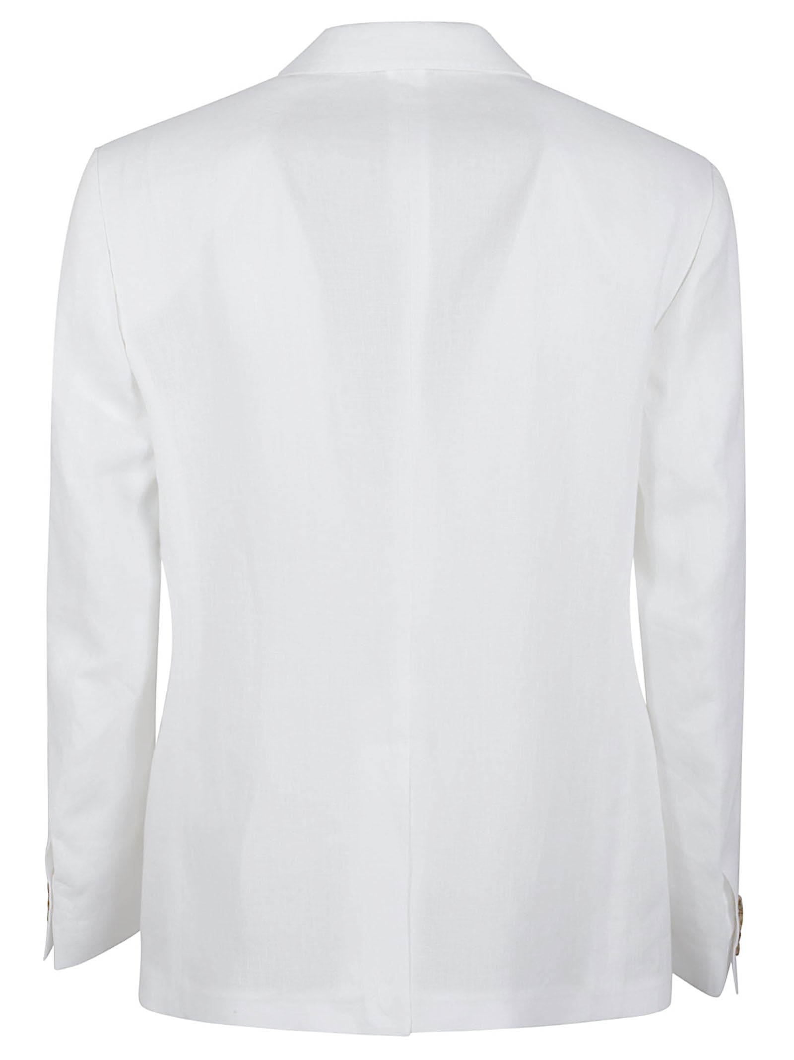 Double-Breasted Linen Blazer with Flap Pockets