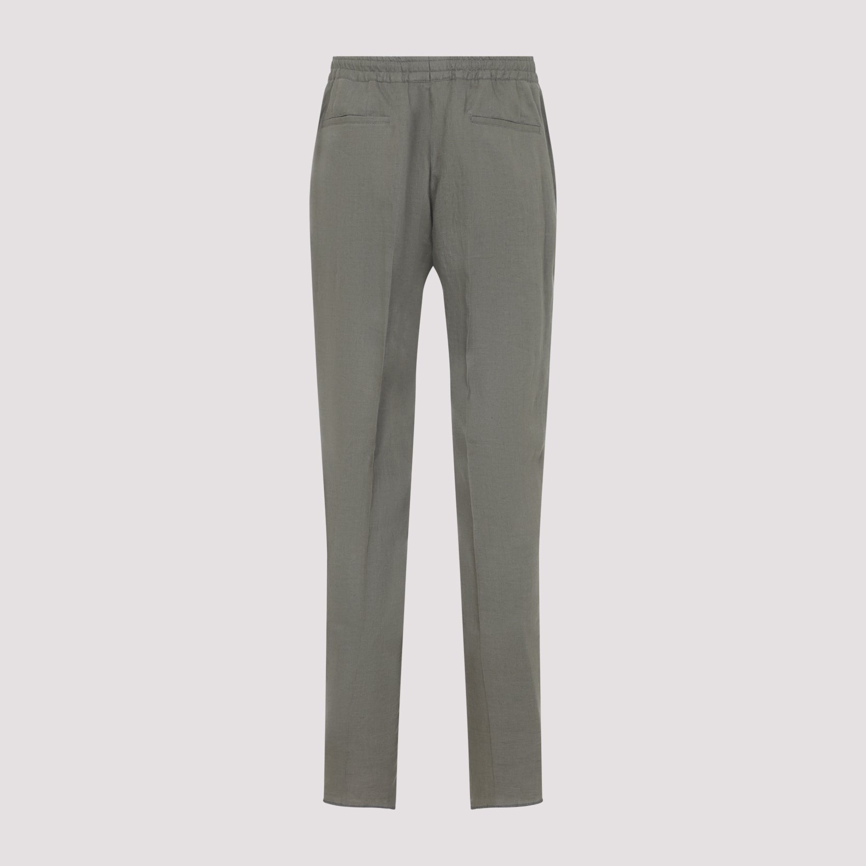 Slim Tailored Fit Green Linen Trousers