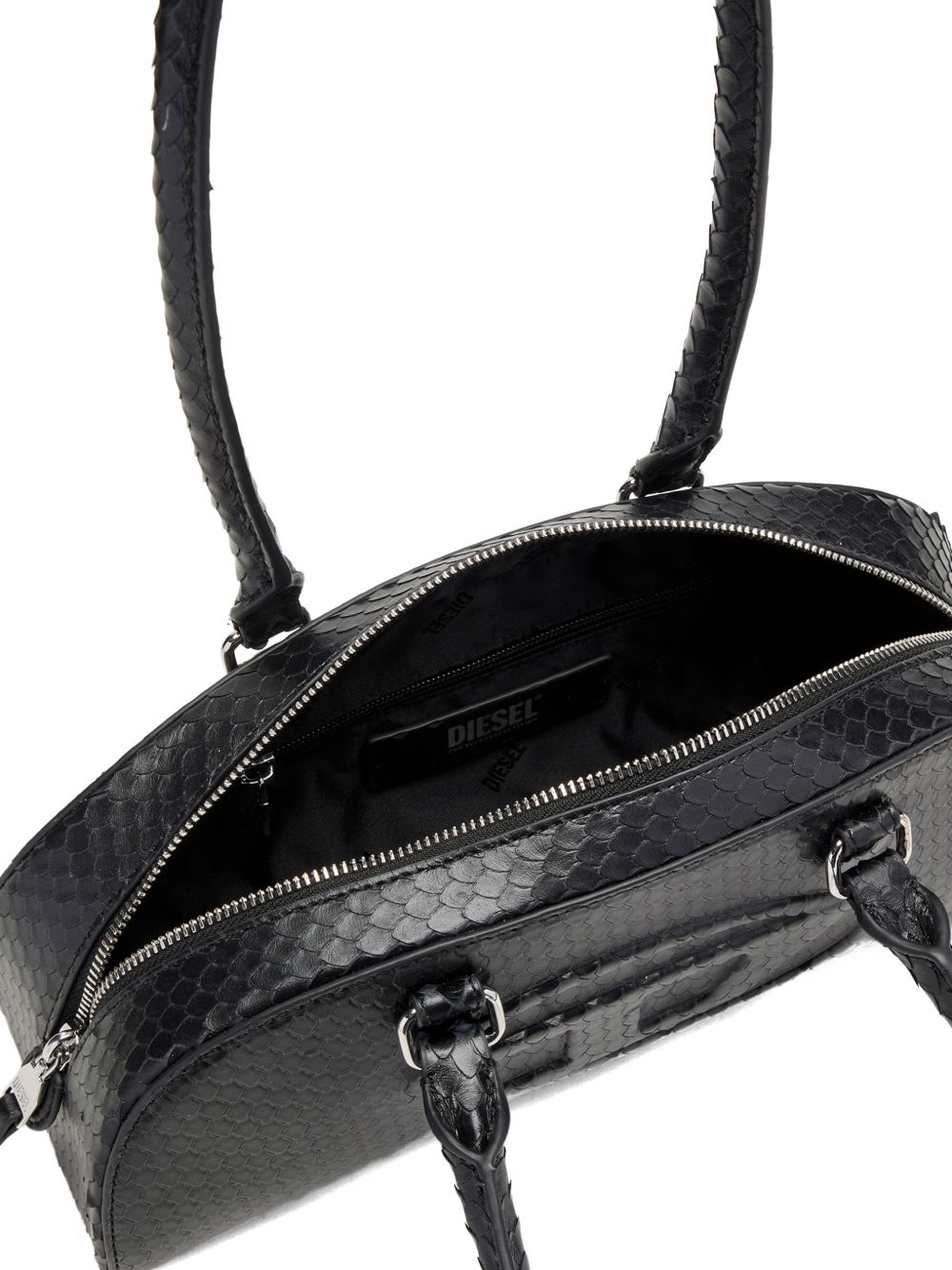 Elongated Handbag With Textured Snake-Like Pattern