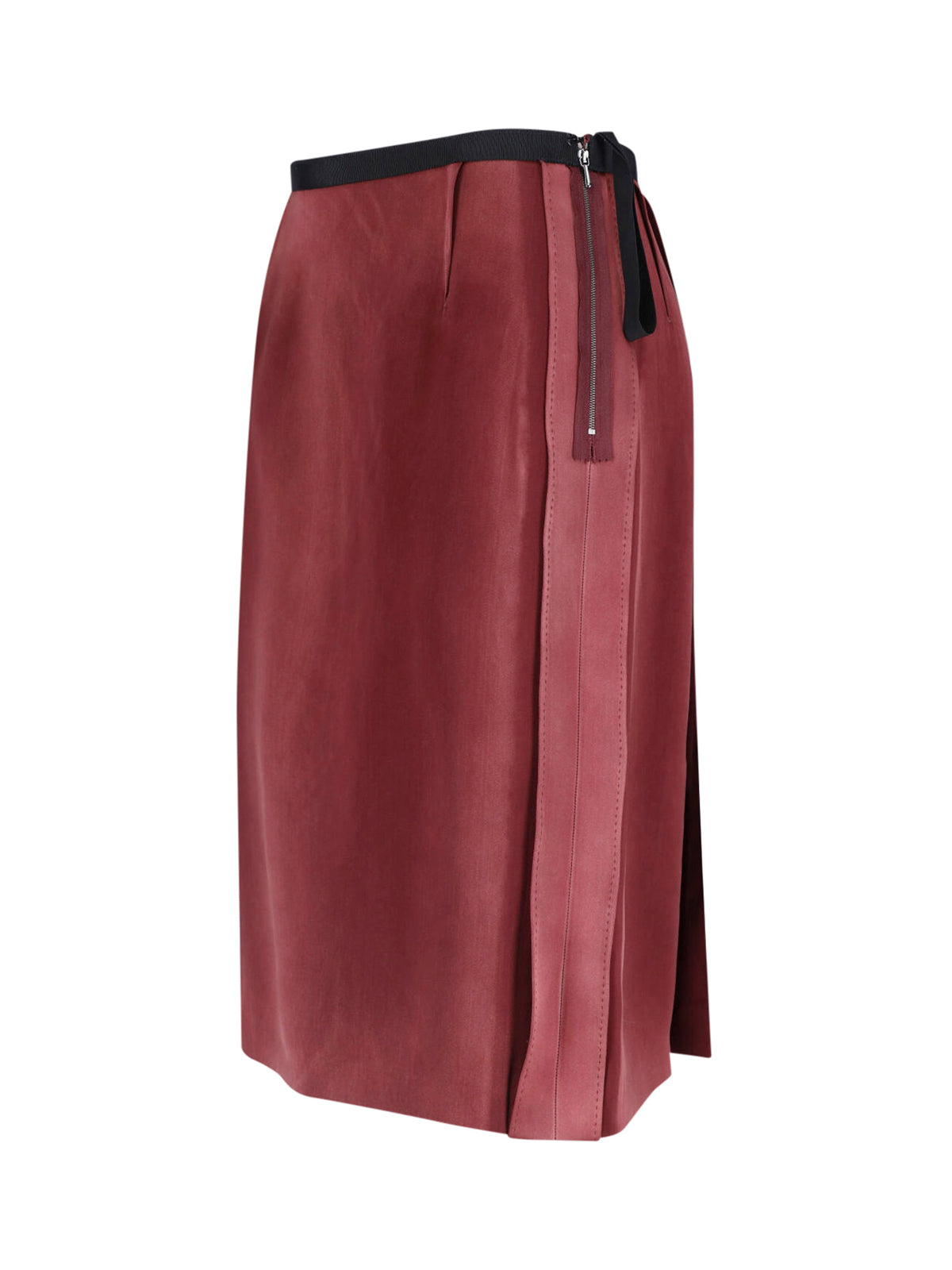 Bordeaux Viscose Midi Darts Skirt