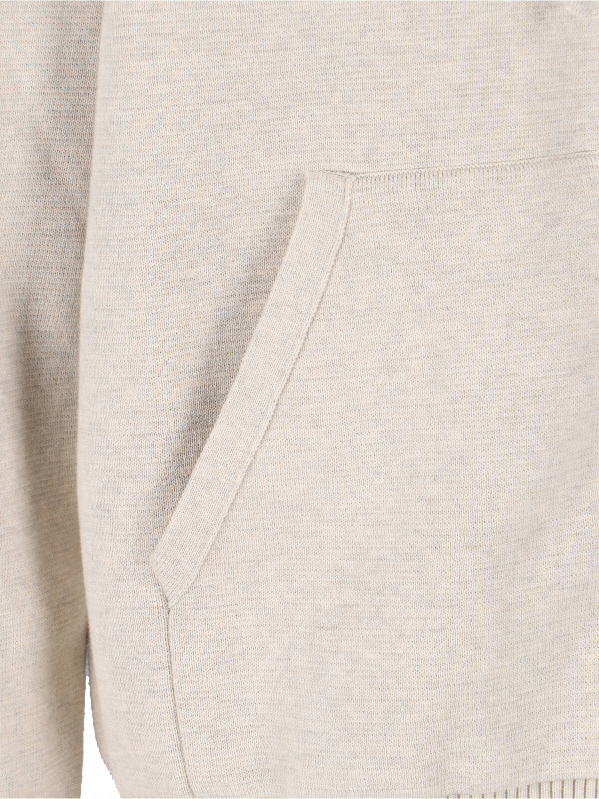 Beige 4-Bar Zip-Up Cotton Hoodie