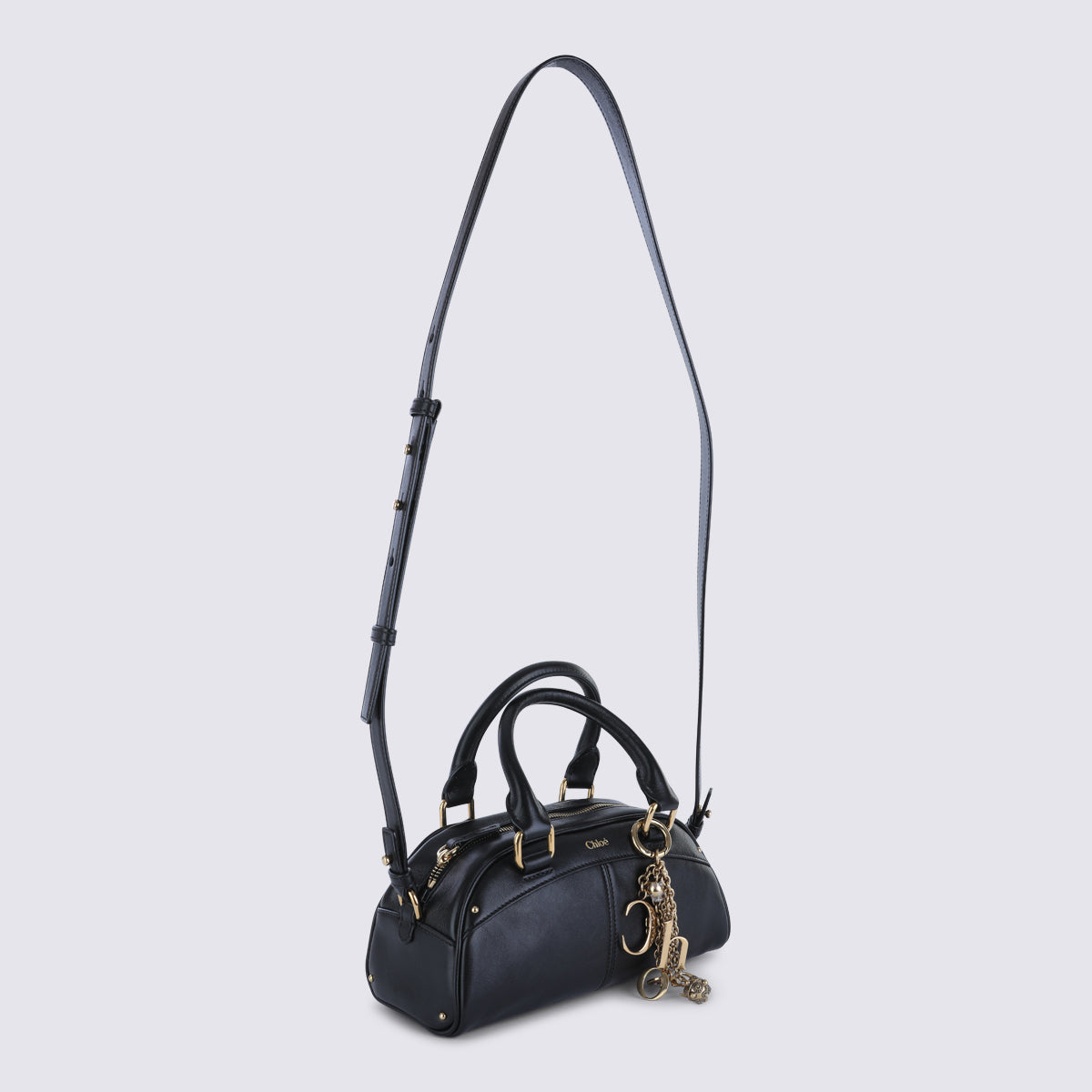 Black Leather Chloé Bowling Top Handle Bag