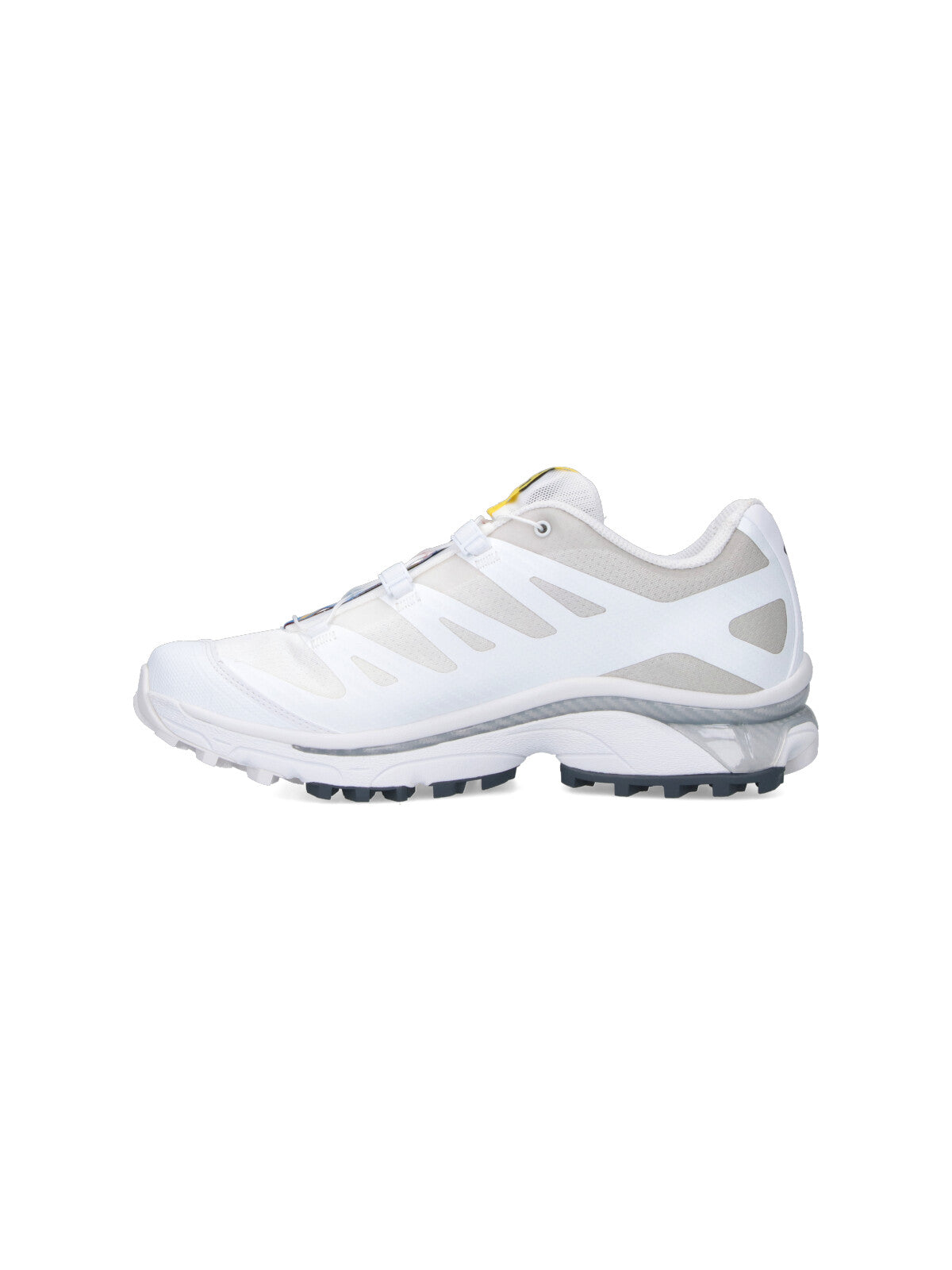 White Fabric Sneakers With Quicklace™ Closure And Grey Accents