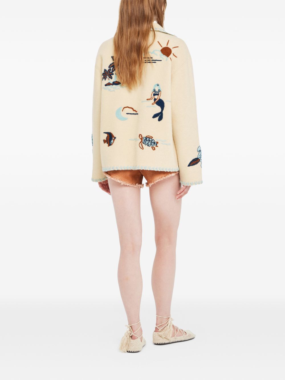 Boxy Cream Sweater With Intricate Embroidery