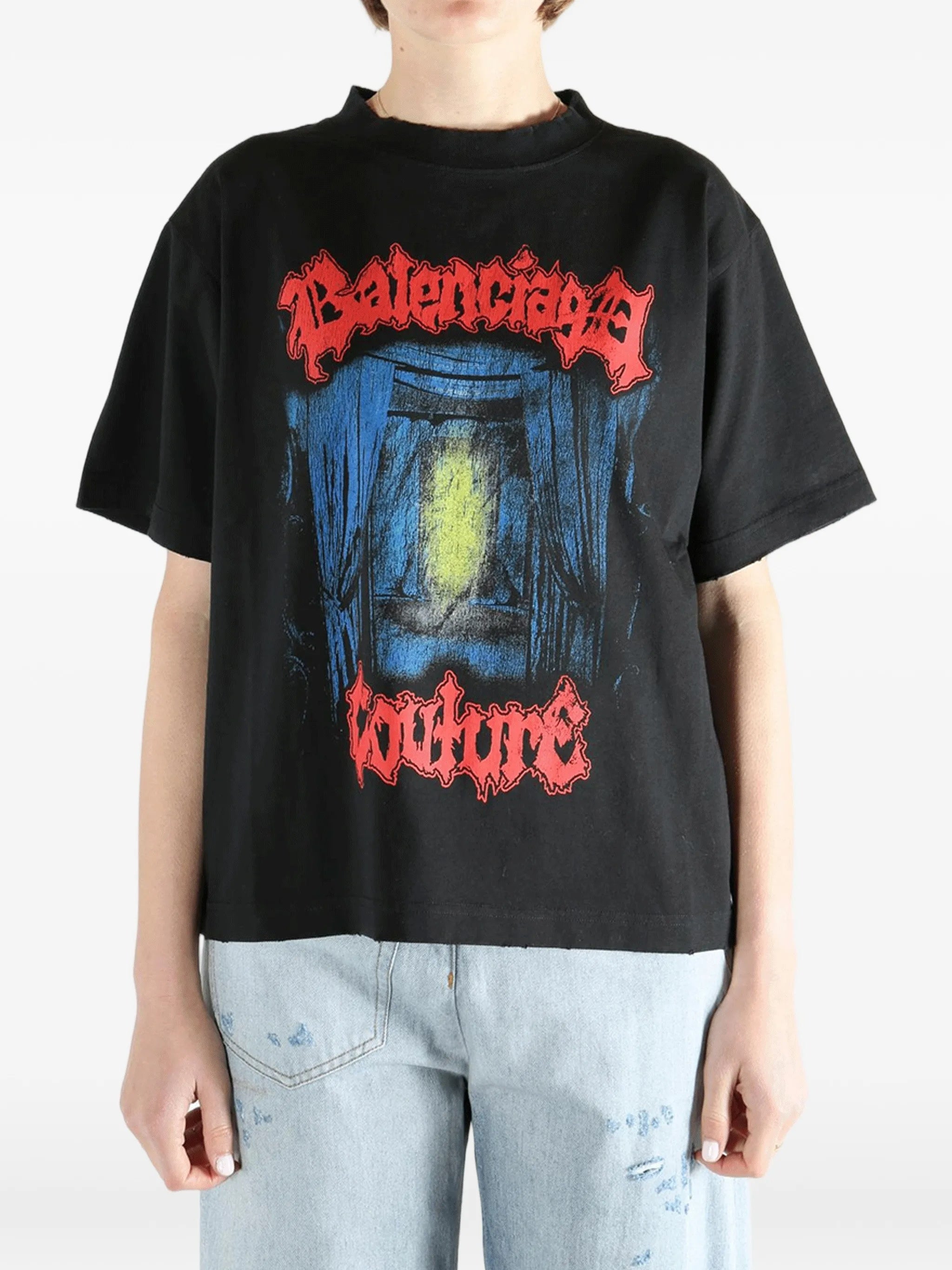 Black Medium Fit Boxy Graphic T-Shirt