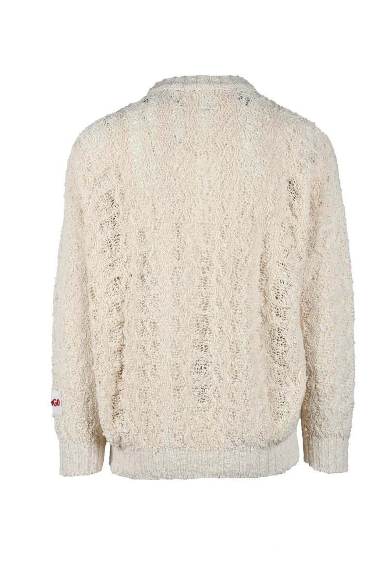 Textured Cable Knit Cotton Sweater