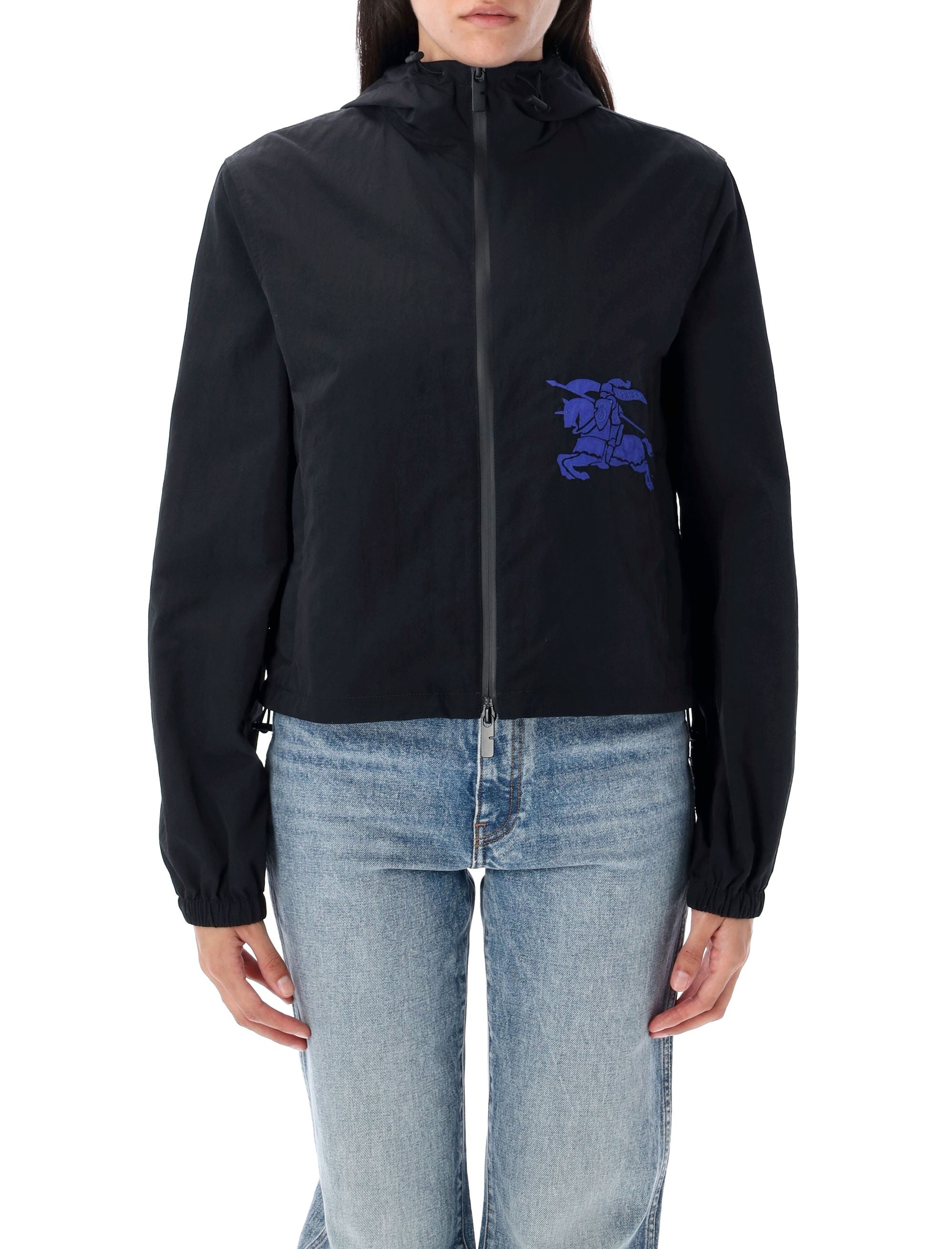 Cropped Nylon Hooded Jacket