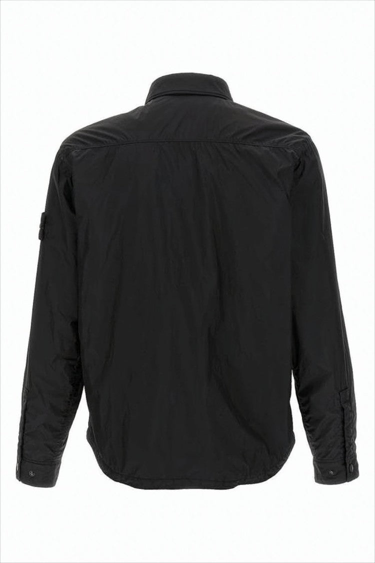 Lightweight Nylon Jacket with Classic Collar and Signature Patch