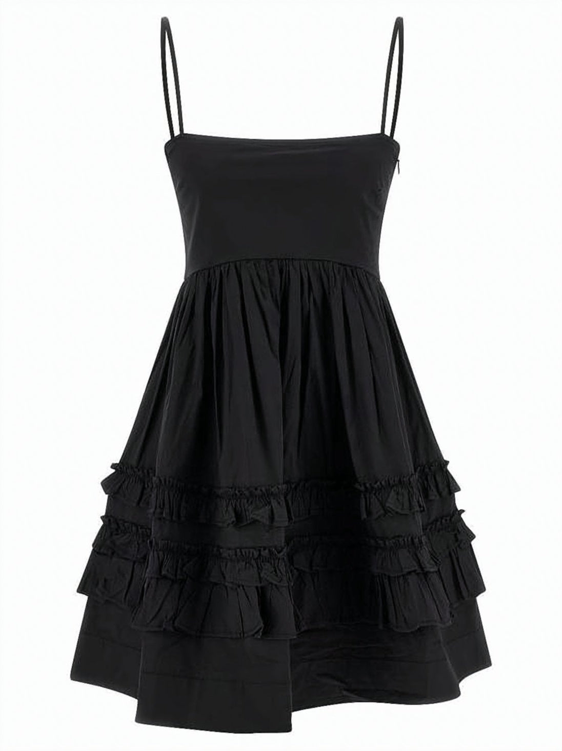 Mini Dress With Ruffled Frills And Spaghetti Straps
