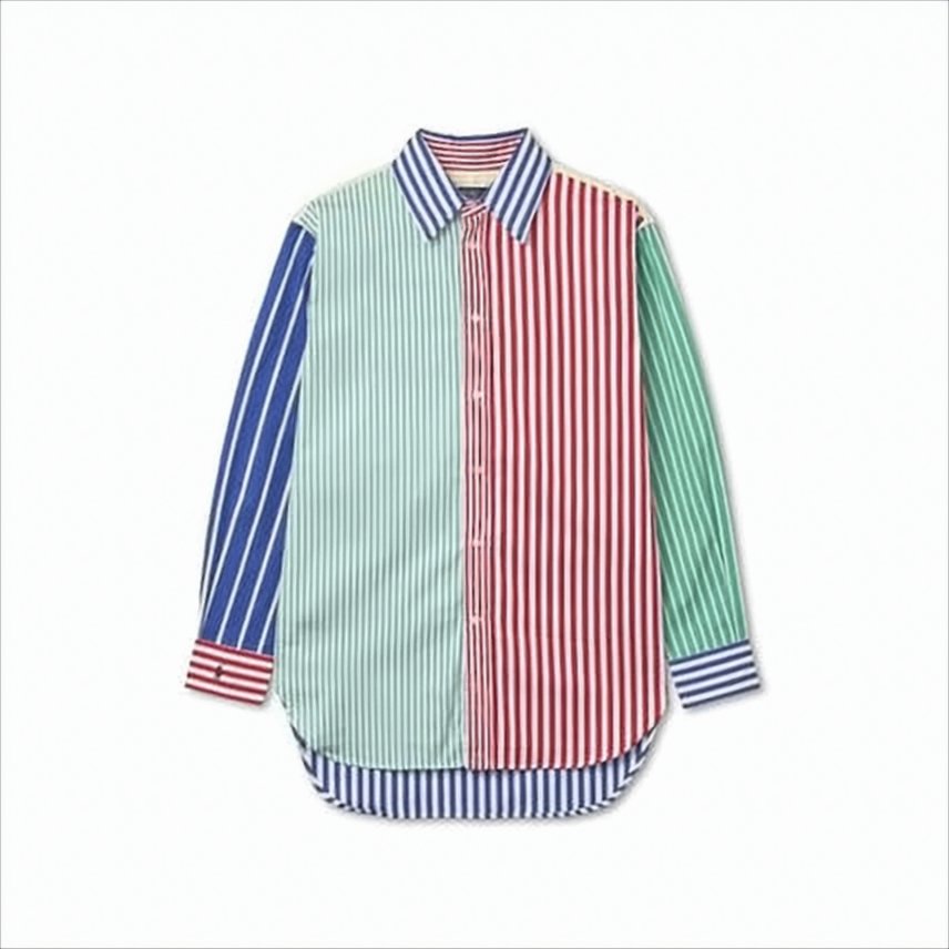 Bold Multi-Striped Button-up Shirt with Contrast Yoke