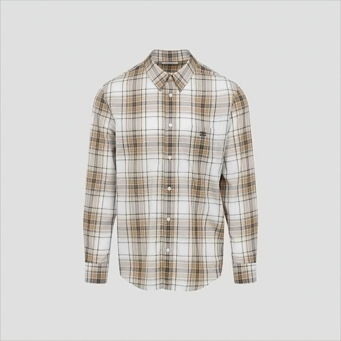 Plaid White Cotton Long-Sleeve Celine Shirt