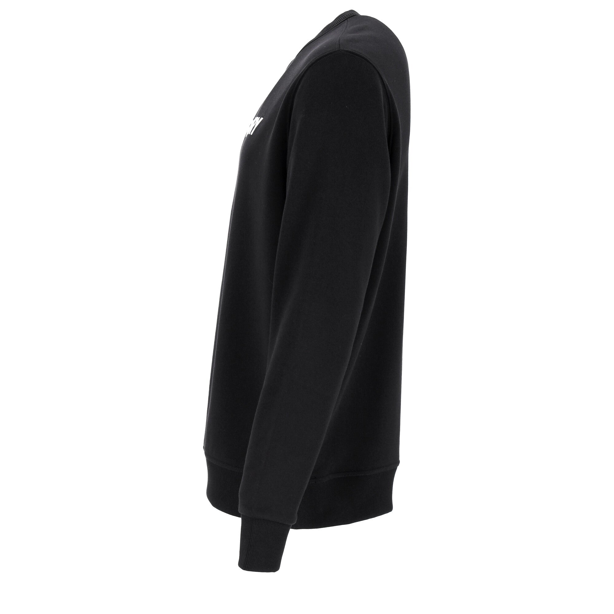 Black Sweatshirt With Bold Logo Print And Ribbed Detailing