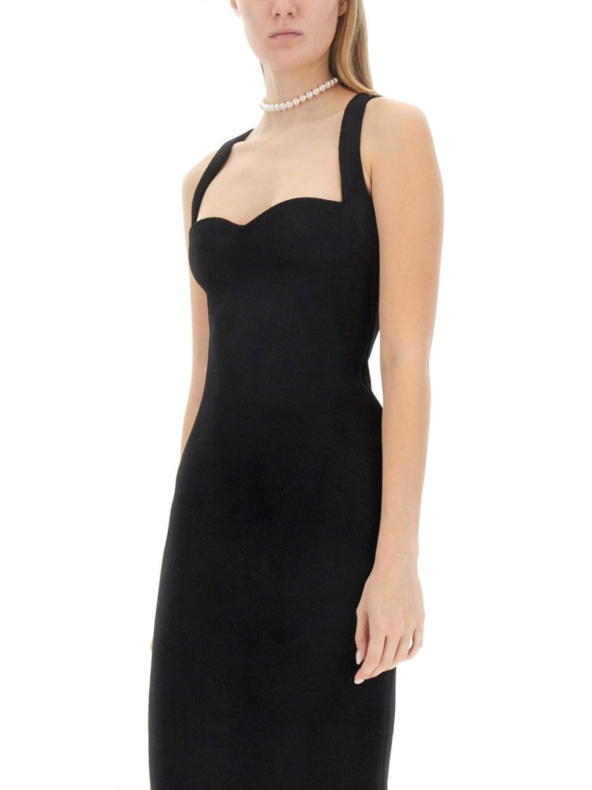 Slim Fit Midi Dress With Sweetheart Neckline