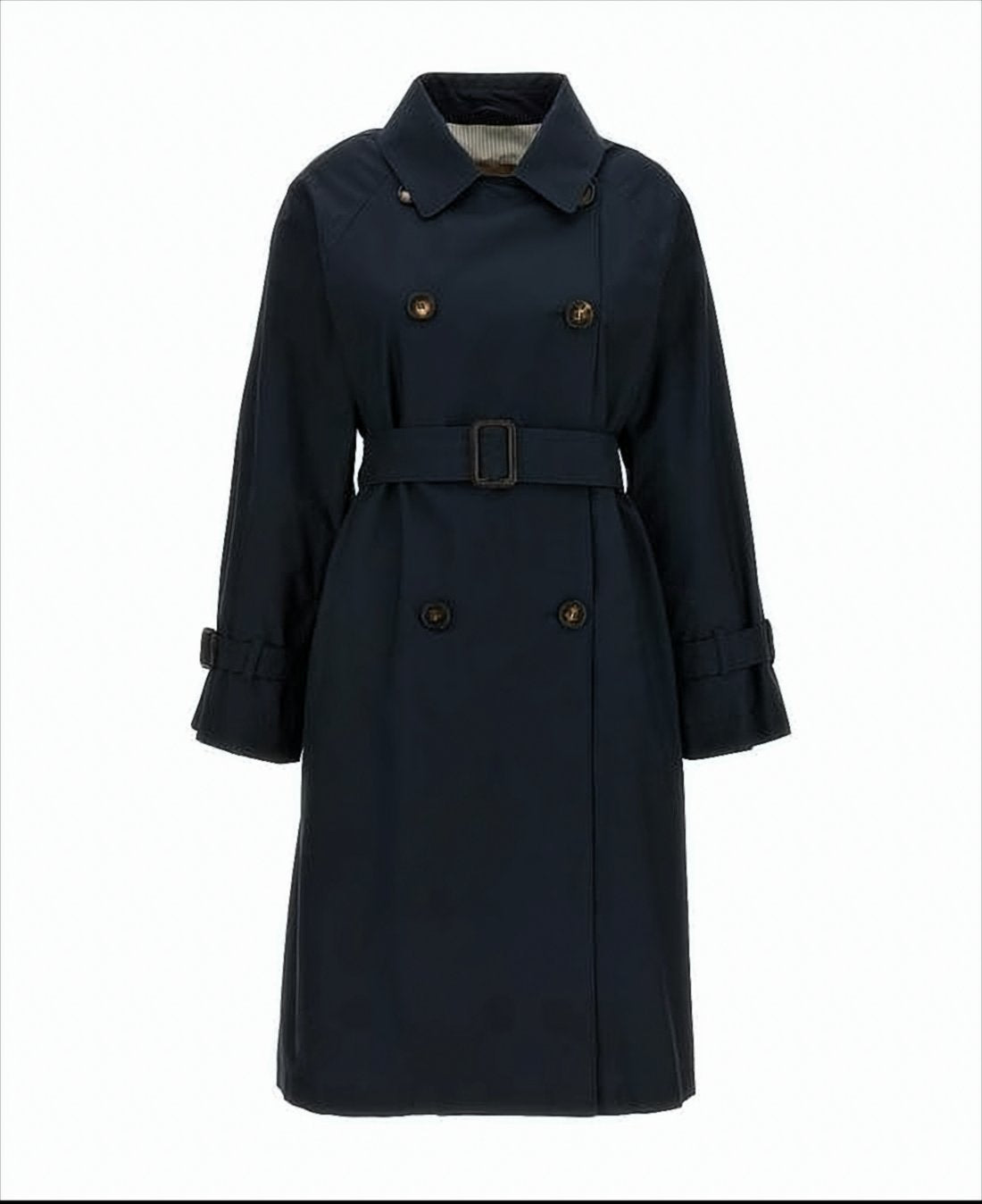Double-Breasted Trench Coat With Belted Waist