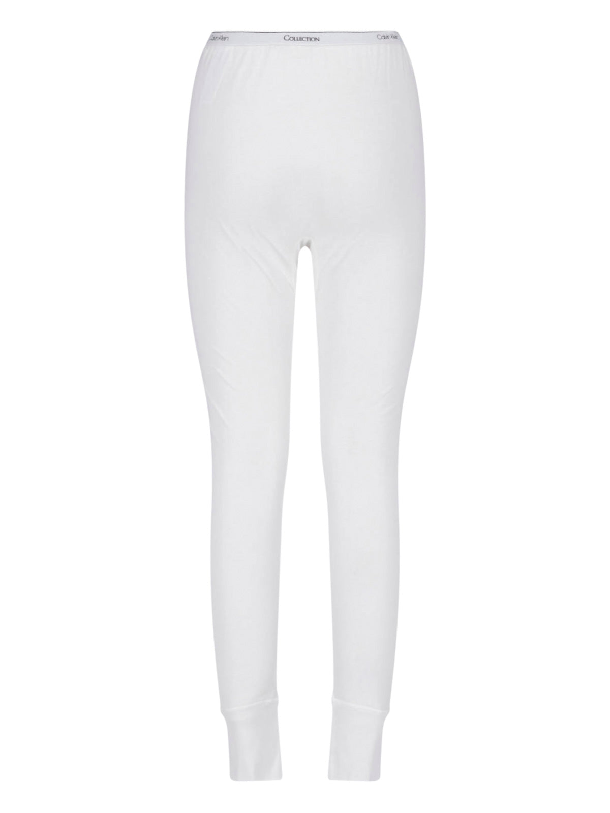 White Slim-Fit Ribbed Cuff Logo Trousers