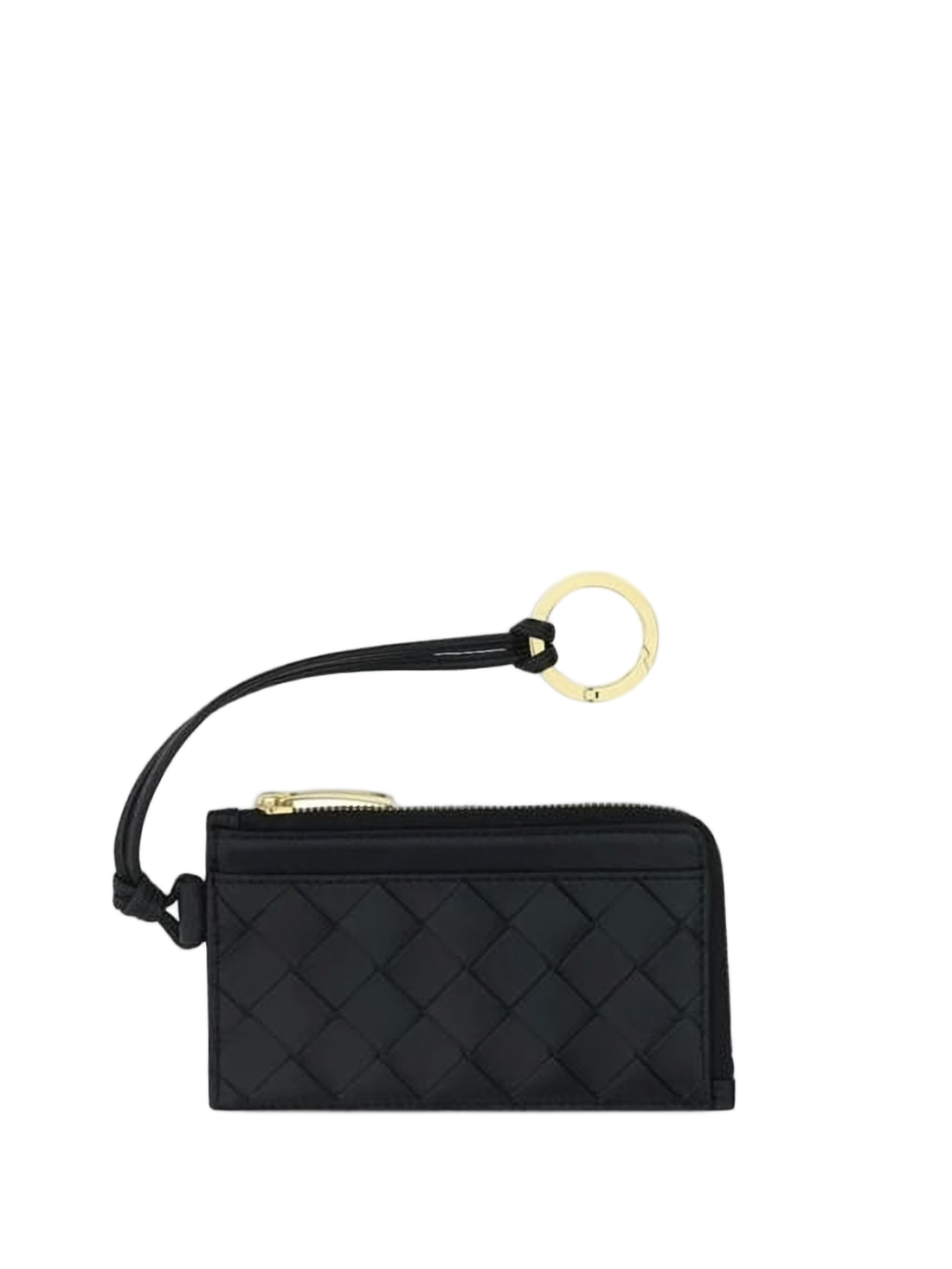 Woven Leather Card Wallet with Zip Closure