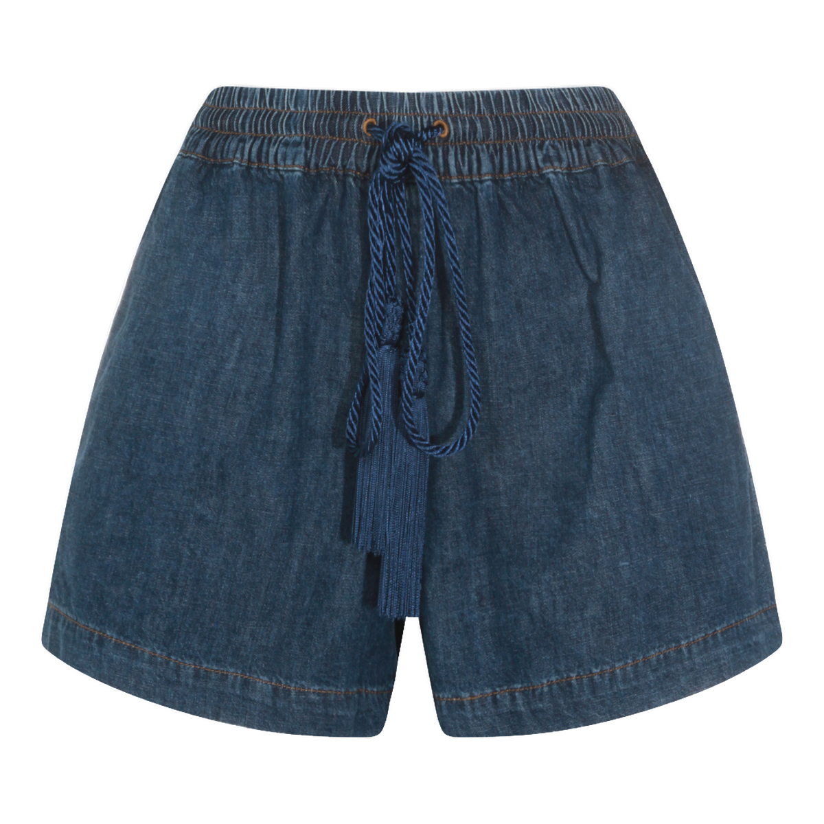 Relaxed-Fit Denim Shorts With Drawstring