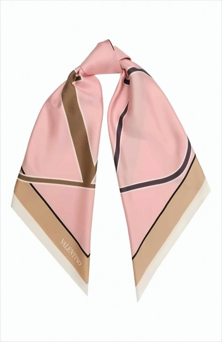 Silk Scarf with Overlapping Letters and Framed Edges