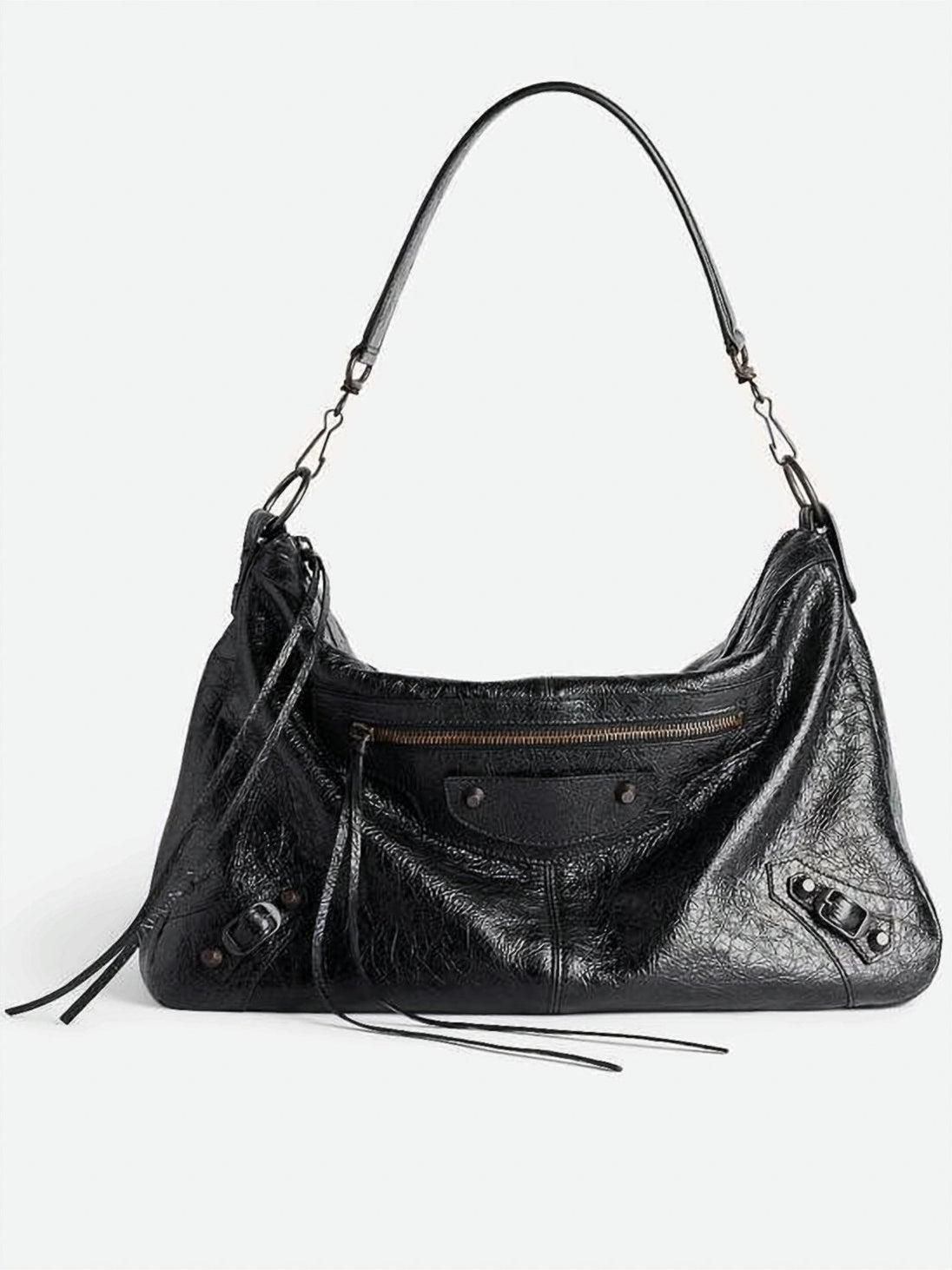 Textured Lambskin Tote Bag with Zip Pocket