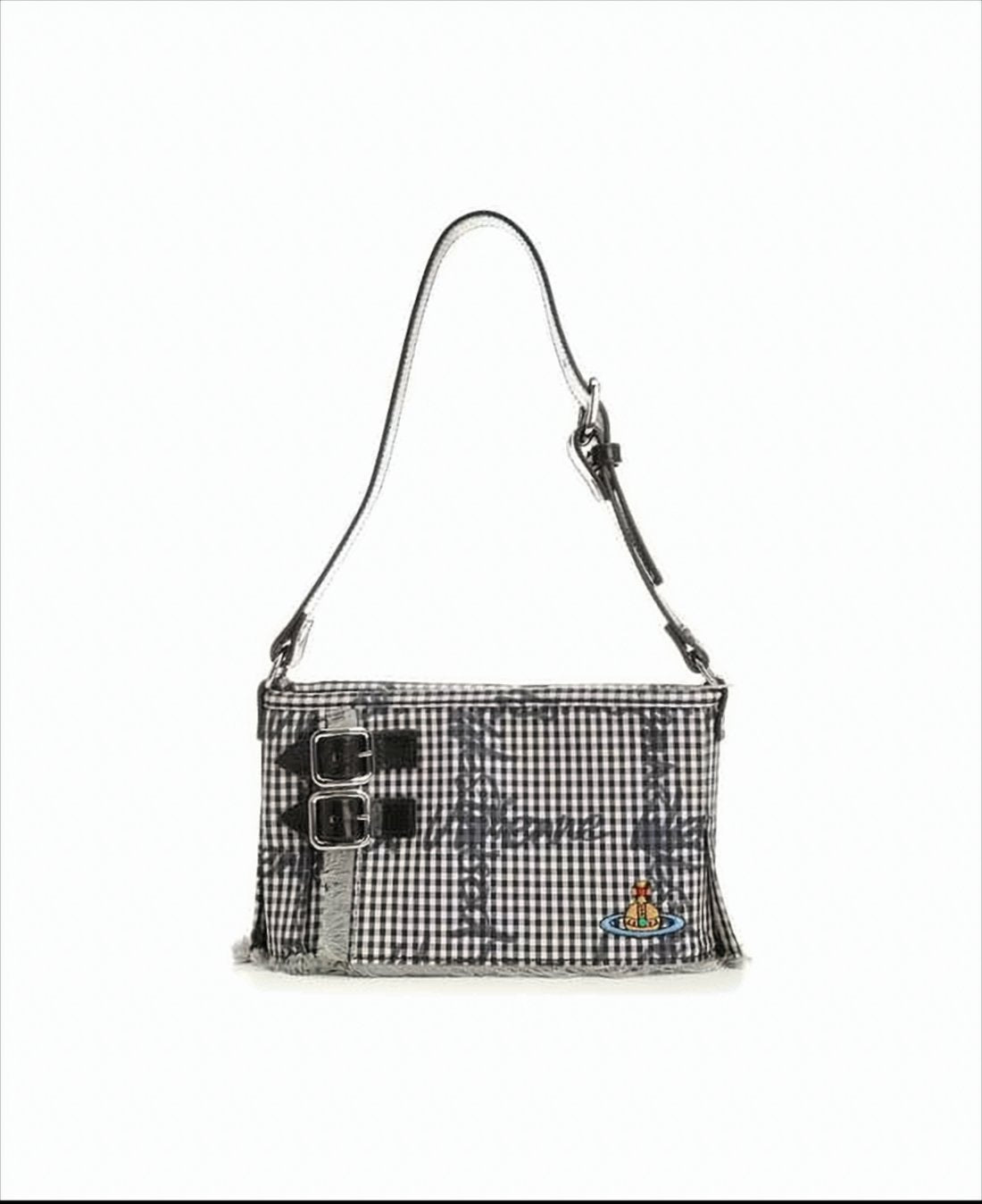 Rectangular Gingham Pattern Shoulder Bag