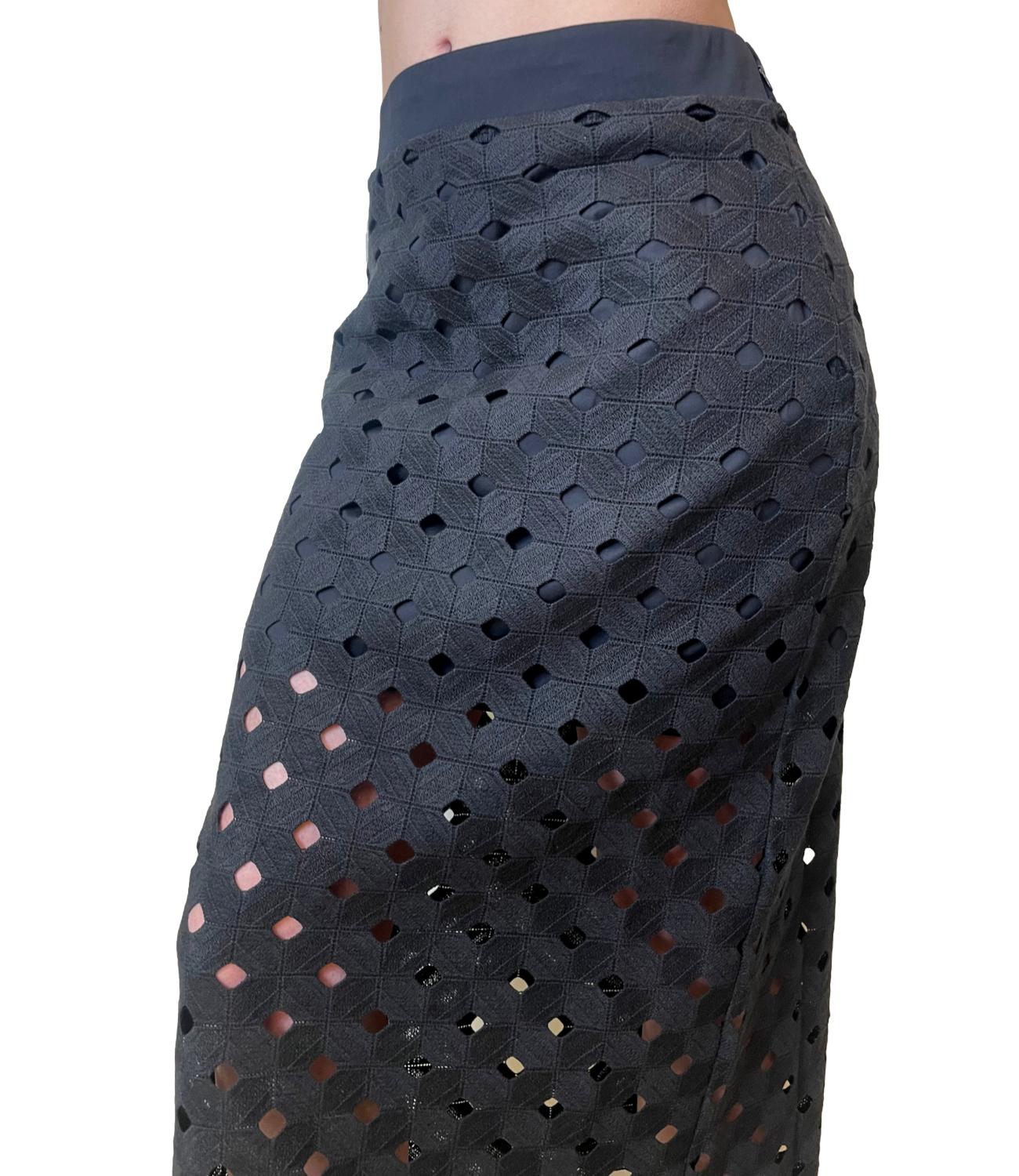 Black Cotton Blend Beach Skirt