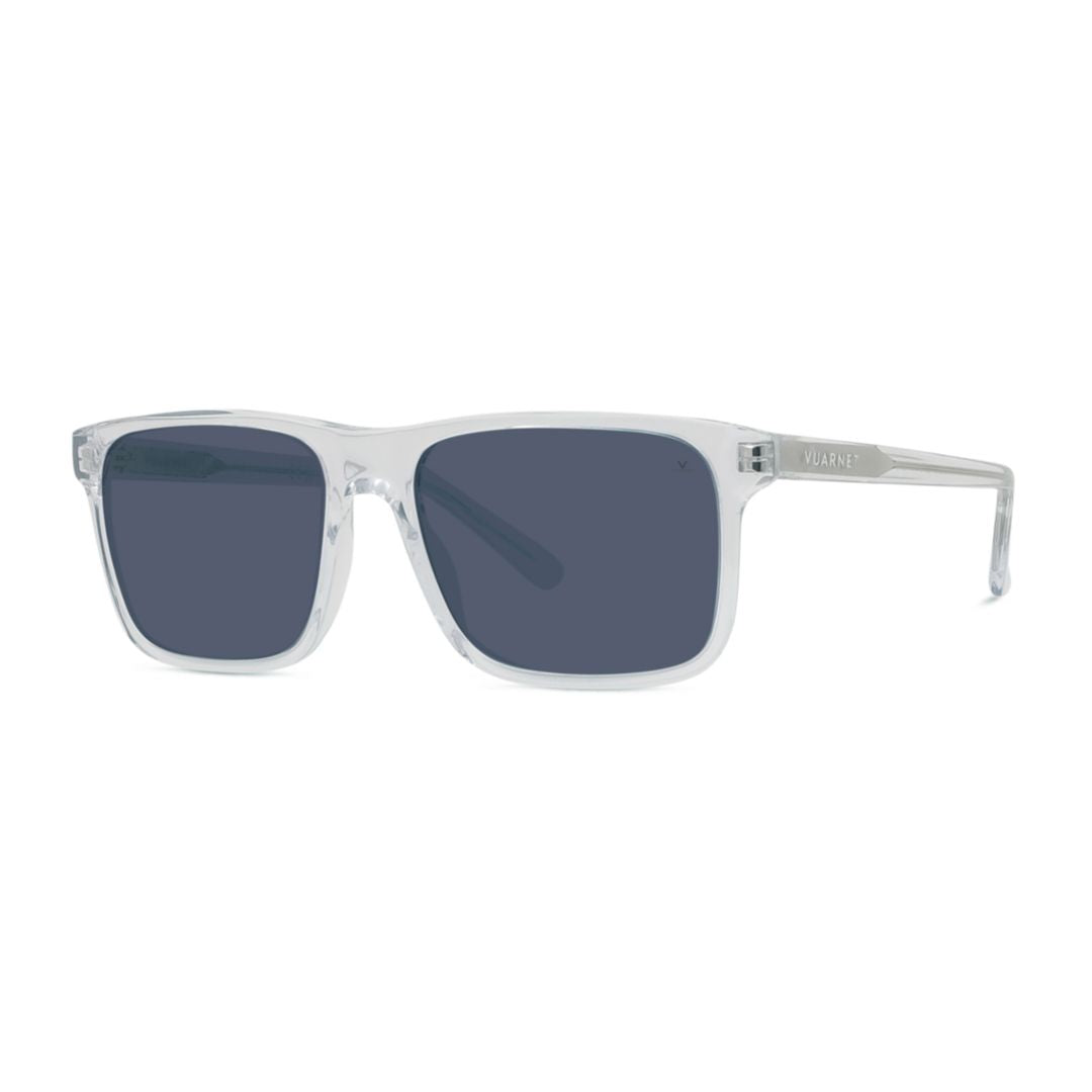 Vu40010i Transparent Rectangular Frame Sunglasses with Dark Lenses