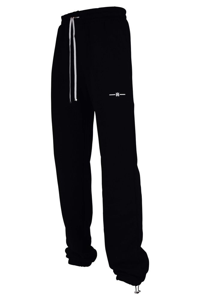 Black Cotton Jogging Pants With Signature Prints