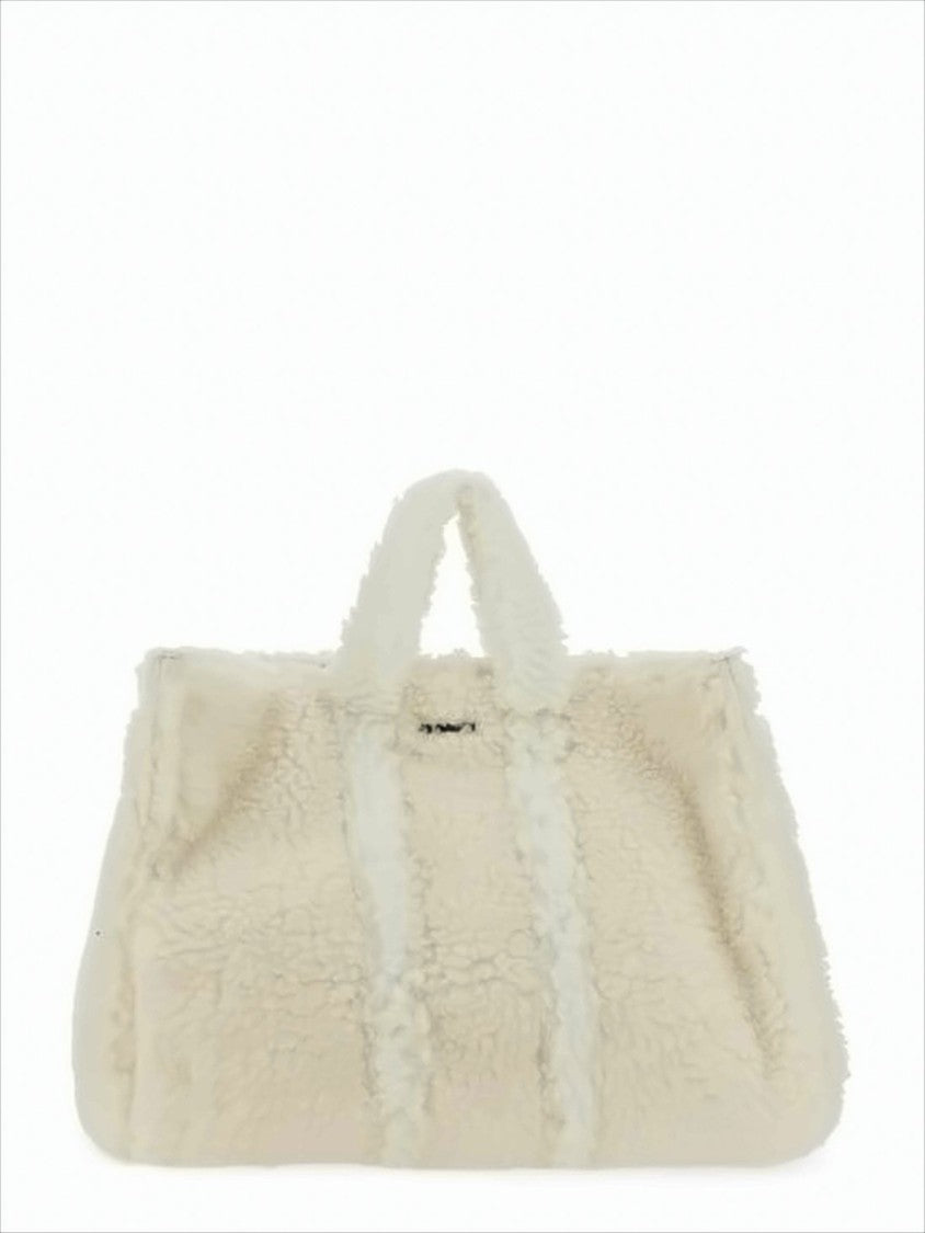 Textured Cream Tote Bag with Detachable Strap