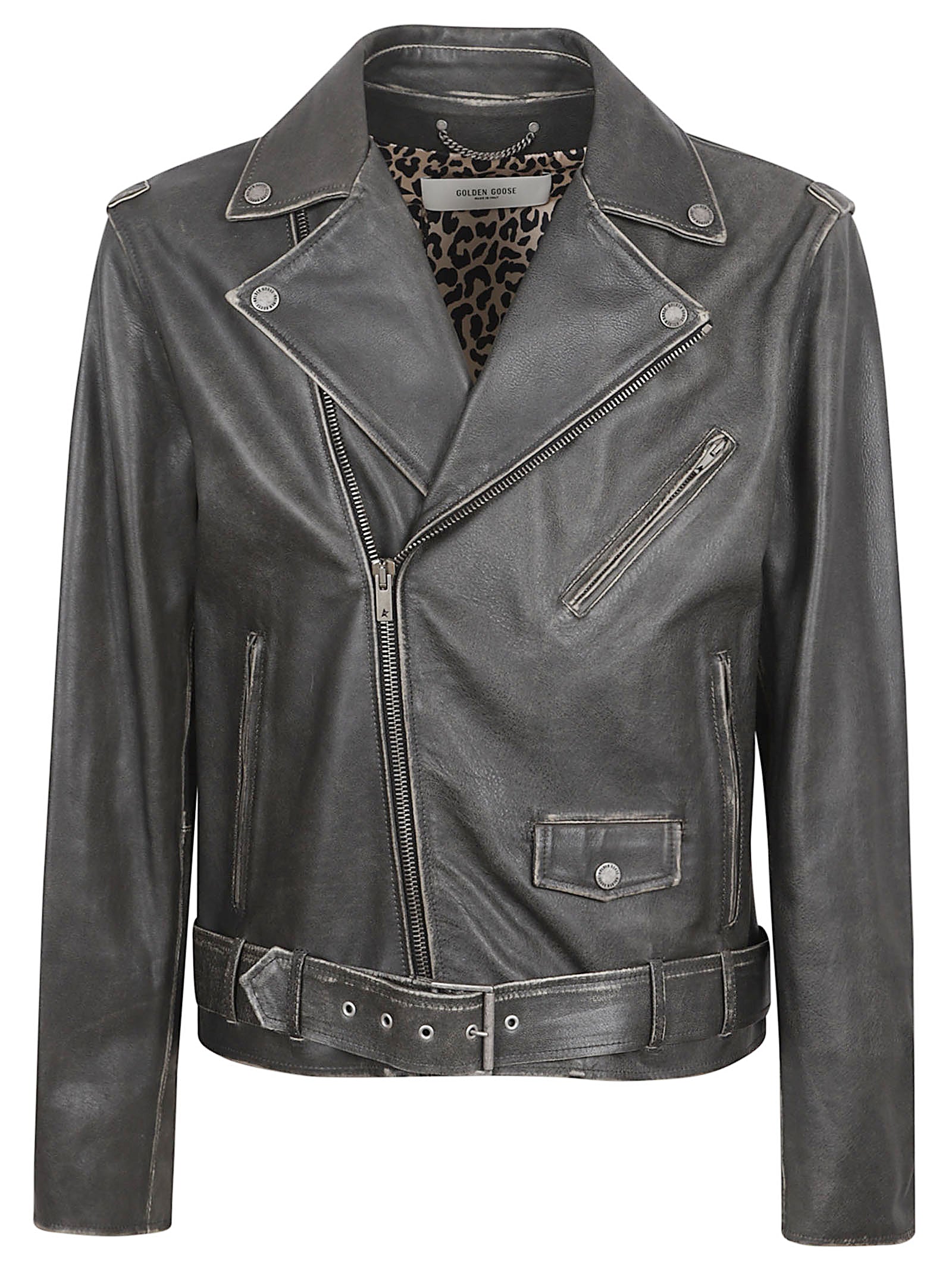 Hammered Leather Biker Jacket